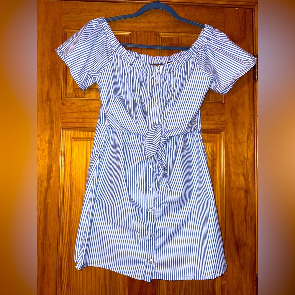 Buttoned Down Blue and White Striped Dress